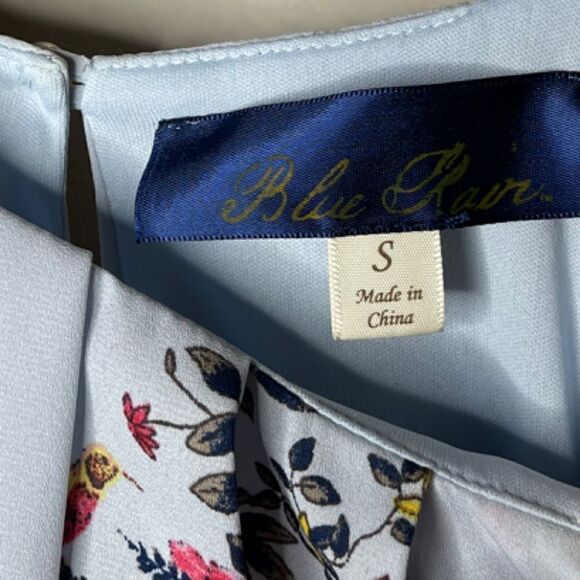 Blue Rain Blue Floral Dress Small - Picture 5 of 6